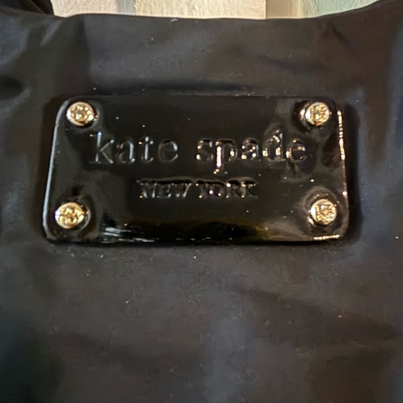 Kate Spade Classic Stevie Tote Handbag Shoulder Bag Black Nylon Gold Hardware - Picture 2 of 6